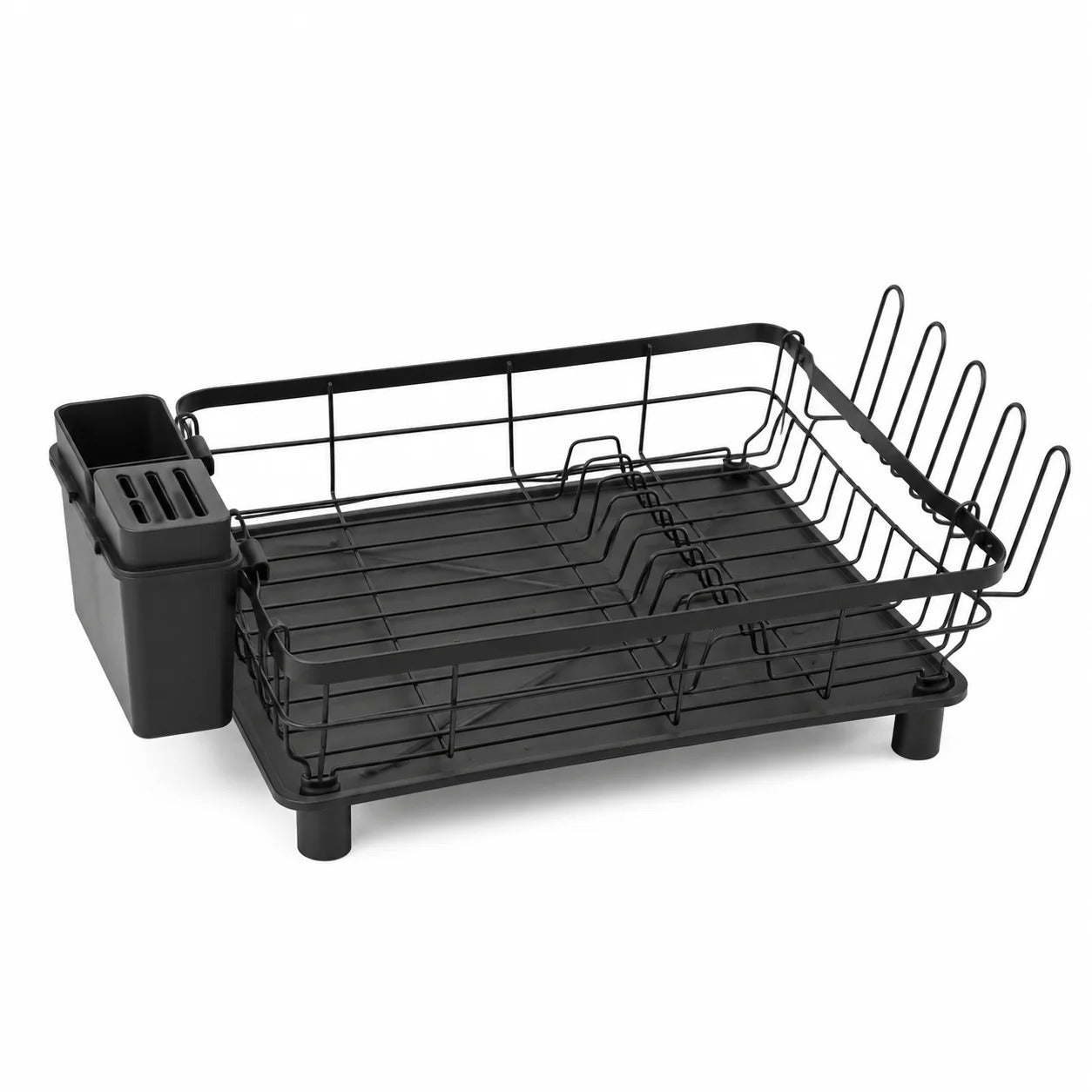 Dish Drying Rack Black 40cm Single Tier Dish Drainer Rack Kitchen Counter Dish Rack Plate Rack Stainless Steel Dish Holder Kitchen Organizer Utensil Holder