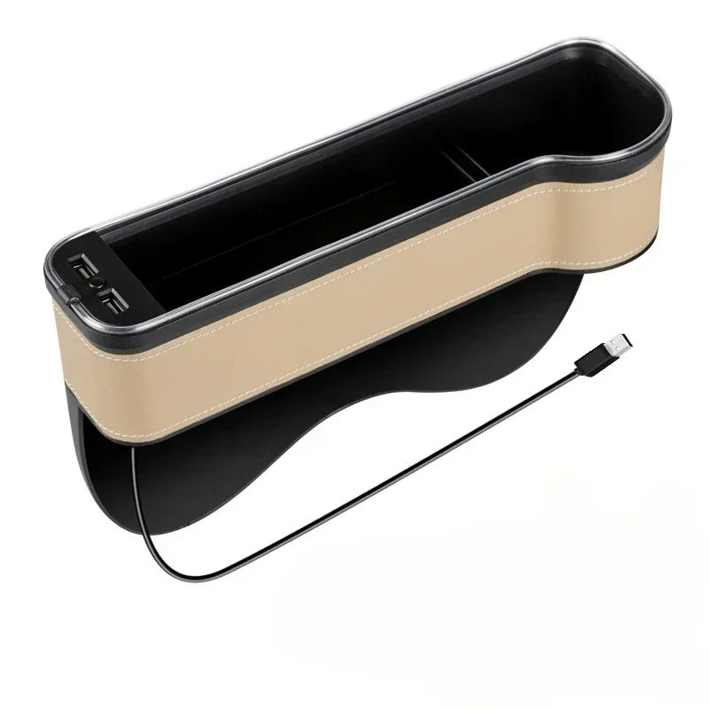 HOT 2026 New Car Crevice Storage Box with 2 USB Charger Colorful LED Seat Gap Slit Pocket Seat Organizer Card Phone Bottle Cups Holder