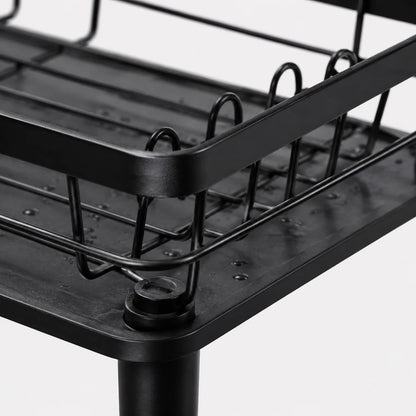 Dish Drying Rack Black 40cm Single Tier Dish Drainer Rack Kitchen Counter Dish Rack Plate Rack Stainless Steel Dish Holder Kitchen Organizer Utensil Holder