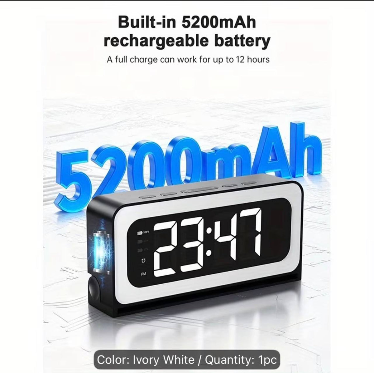 WiFi Security Camera Alarm Clock - 2K HD, Night Vision & Motion Detection